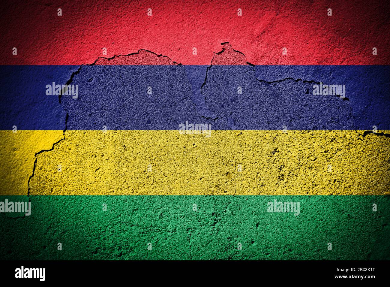 Mauritius flag painted on grungy cracked wall Stock Photo - Alamy