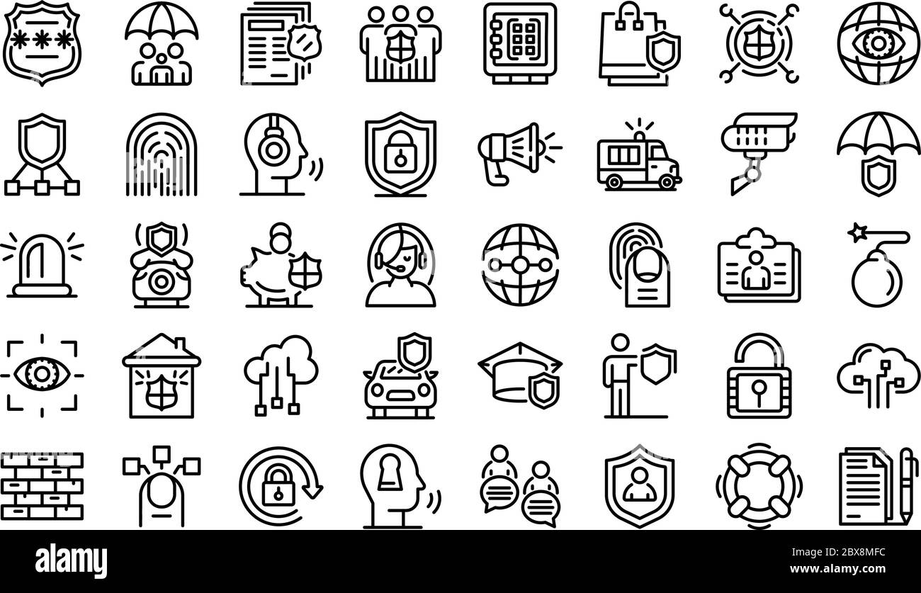 Security service icons set, outline style Stock Vector Image & Art - Alamy