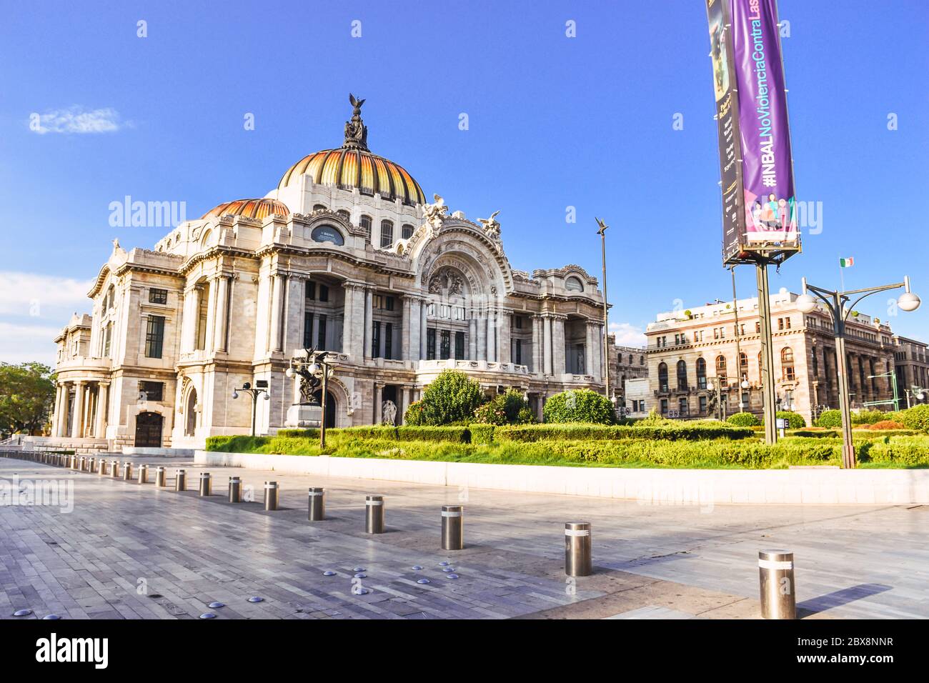 Mexico City, Mexico ; April 26 2020: view of the Palacio de Bellas Artes, a famous theater, museum and music venue in Mexico City Stock Photo
