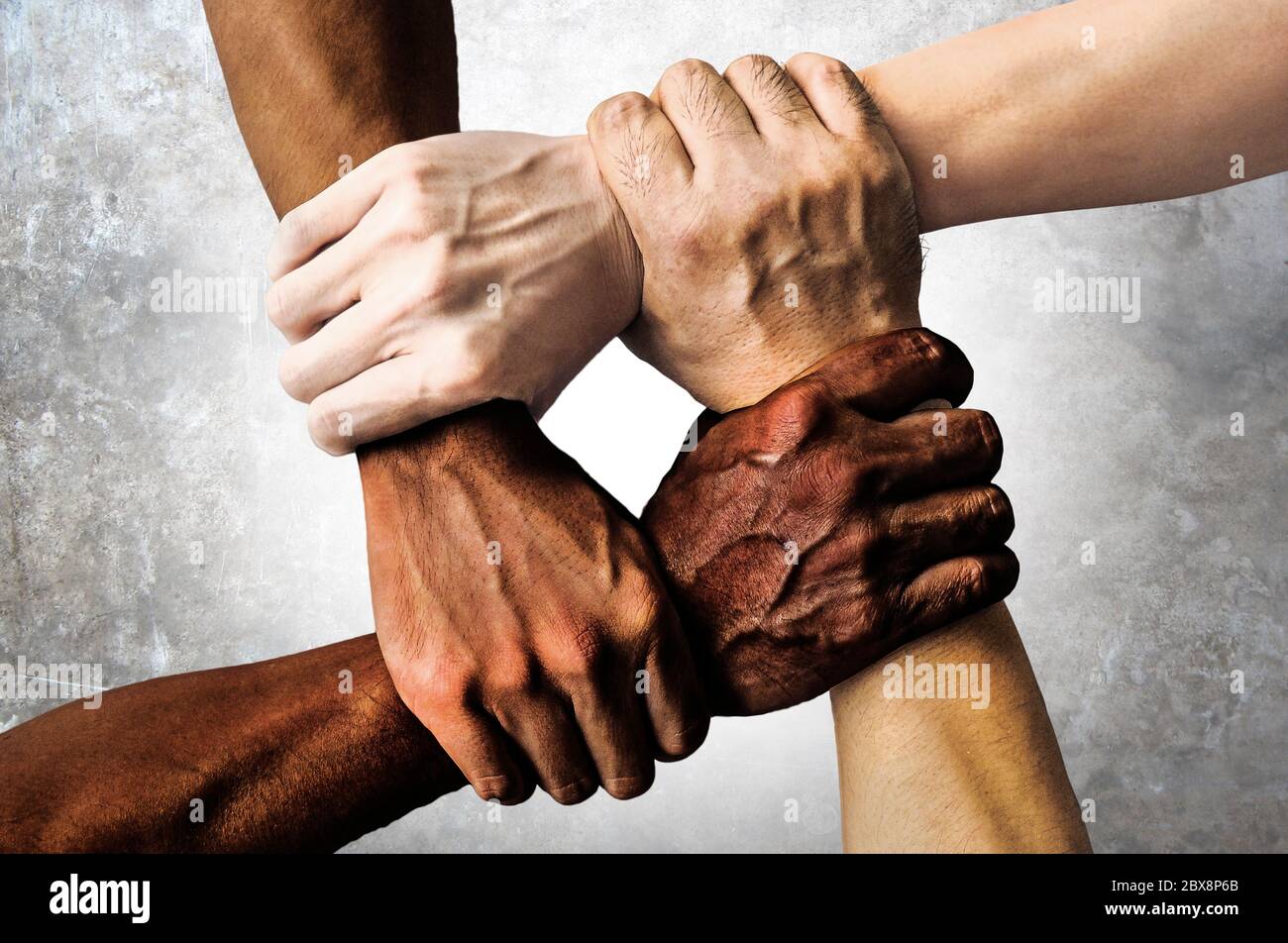 Hands Together Black White Multiracial High Resolution Stock Photography And Images Alamy