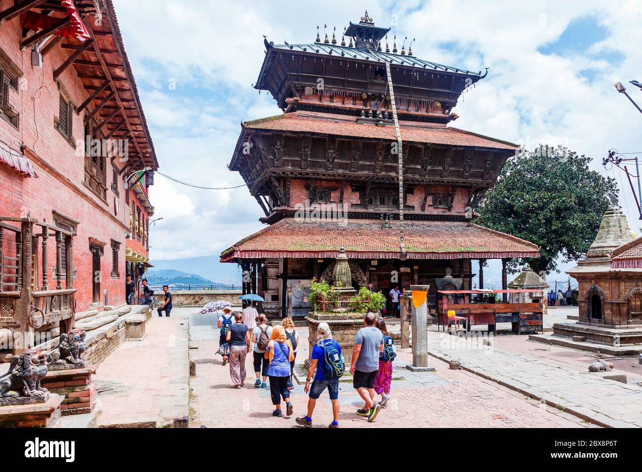 Kathmandu,Nepal August 15,2019 Group of Tourist at Bagh Bhairav