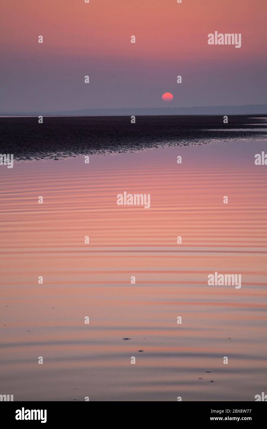 Sunset over Talacre Beach, North Wales Stock Photo