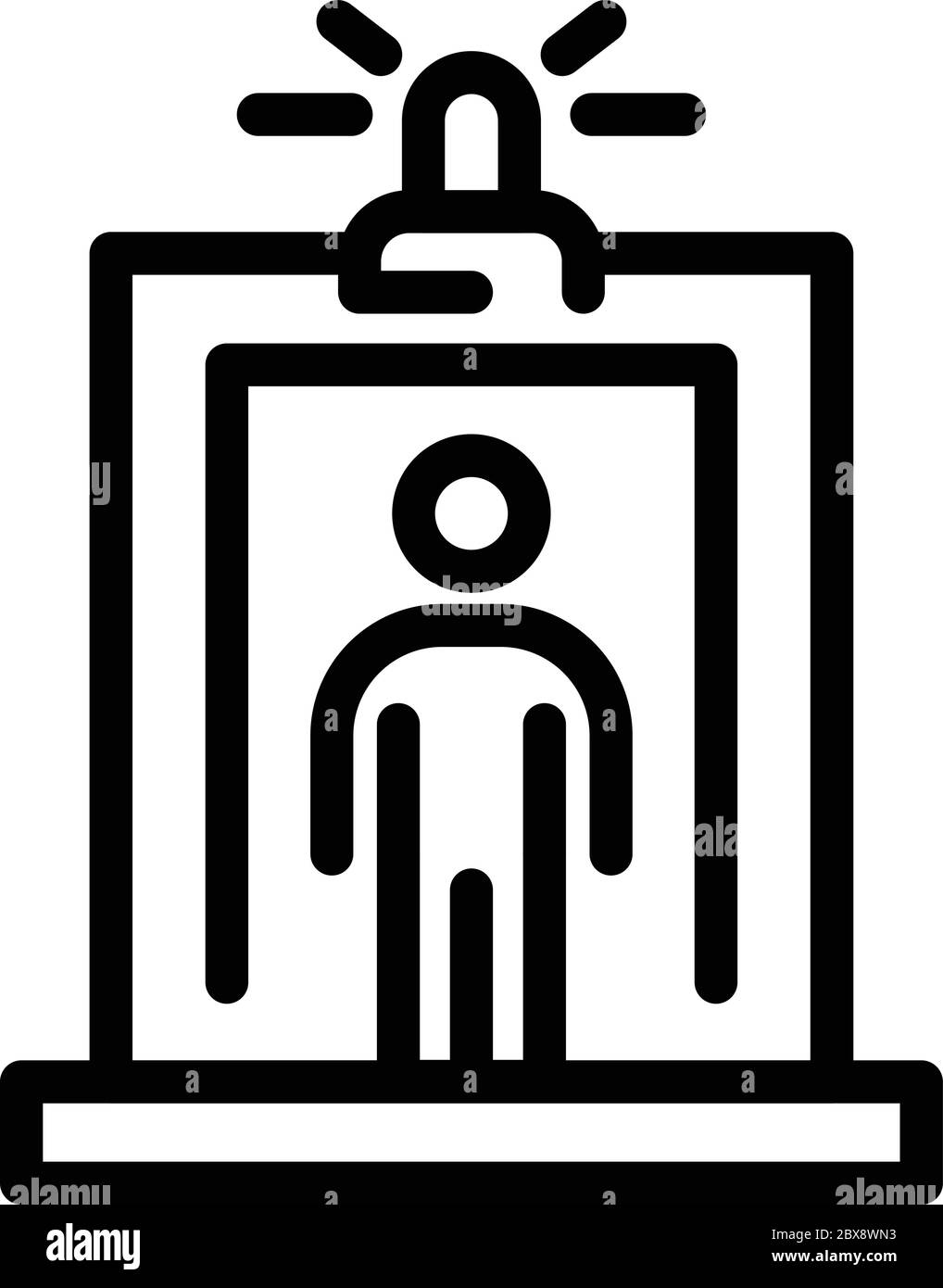 Flashlight metal detector icon, outline style Stock Vector