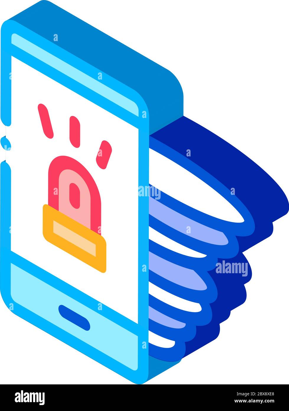 Alarm Smartphone isometric icon vector illustration Stock Vector Image ...