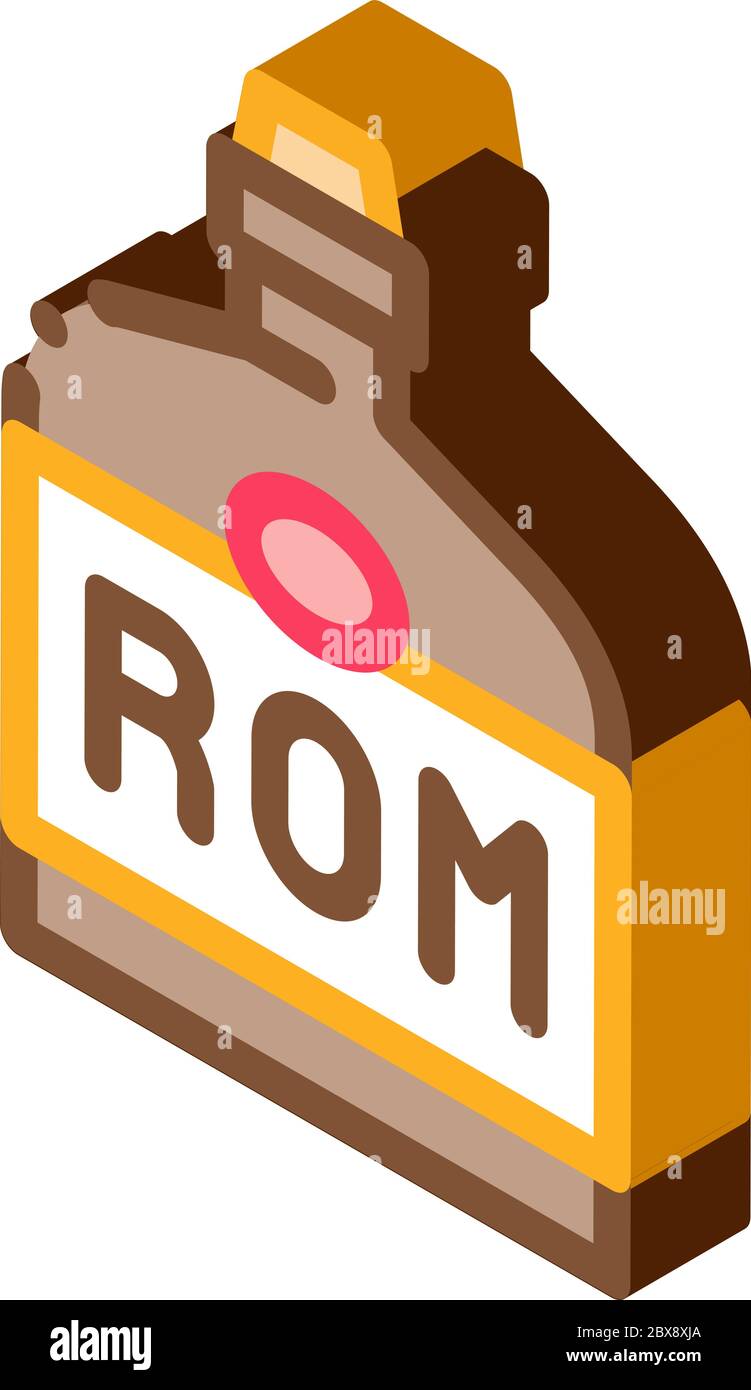 Rum Drink Bottle isometric icon vector illustration Stock Vector