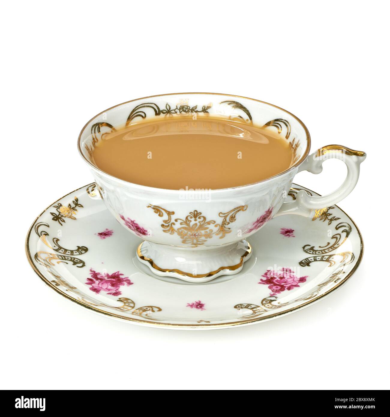 Cup of tea with milk / Coffee milk in glass cup with clipping path