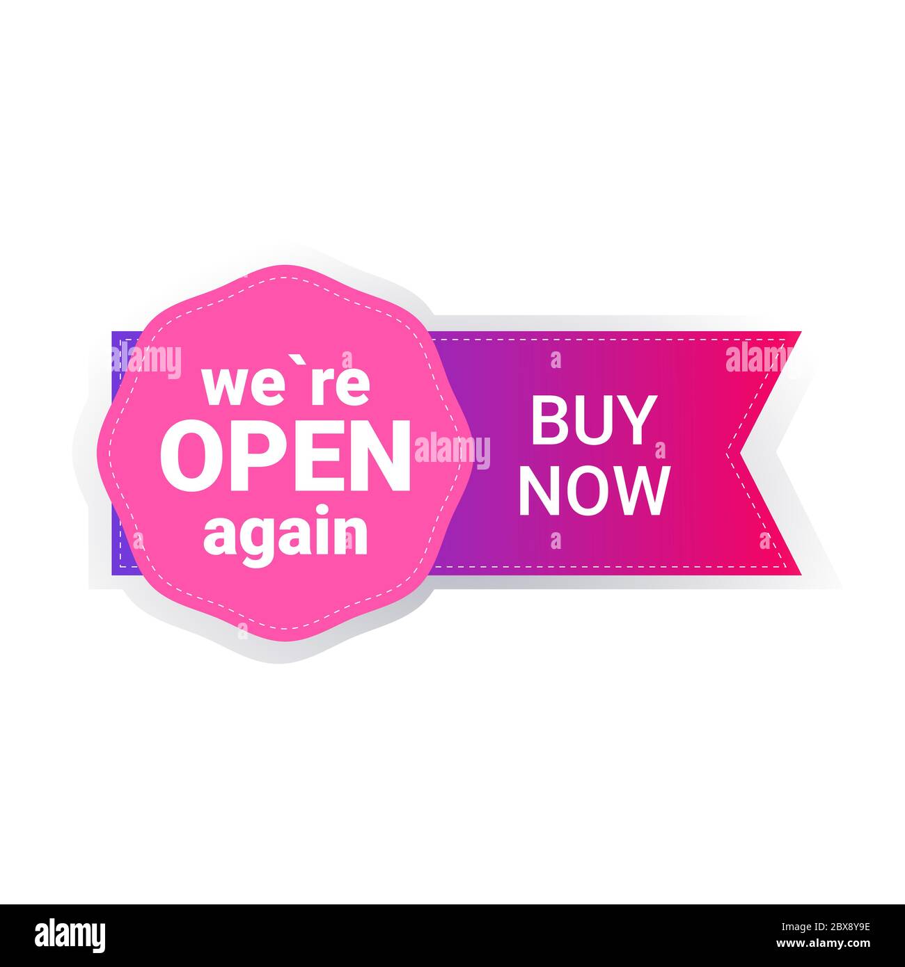 buy now we are open again sticker coronavirus quarantine is over  advertising campaign concept poster label flyer vector illustration Stock  Vector Image & Art - Alamy