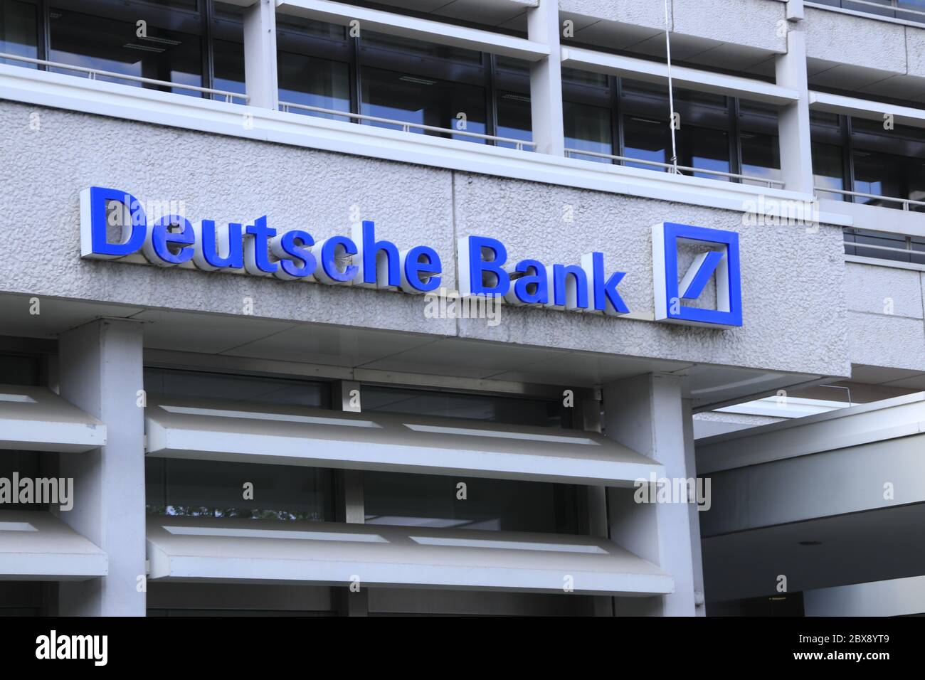 Berlin, Germany - July 02, 2020: The logo of the German bank 'Deutsche Bank' in Berlin Stock Photo