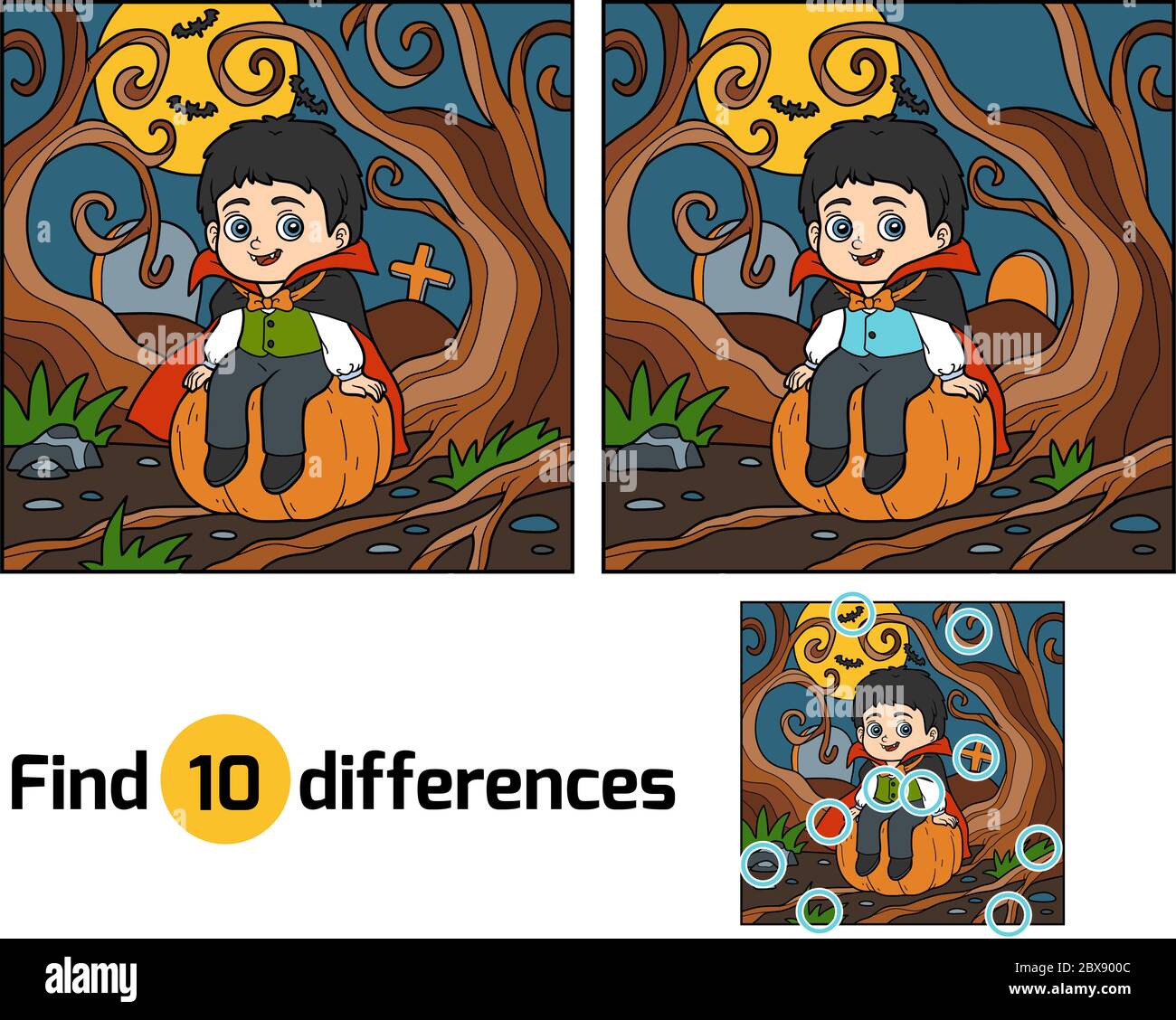 Find differences education game for children, Vampire Stock Vector ...