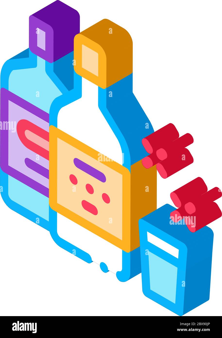 Drink Bottle Cup isometric icon vector illustration Stock Vector