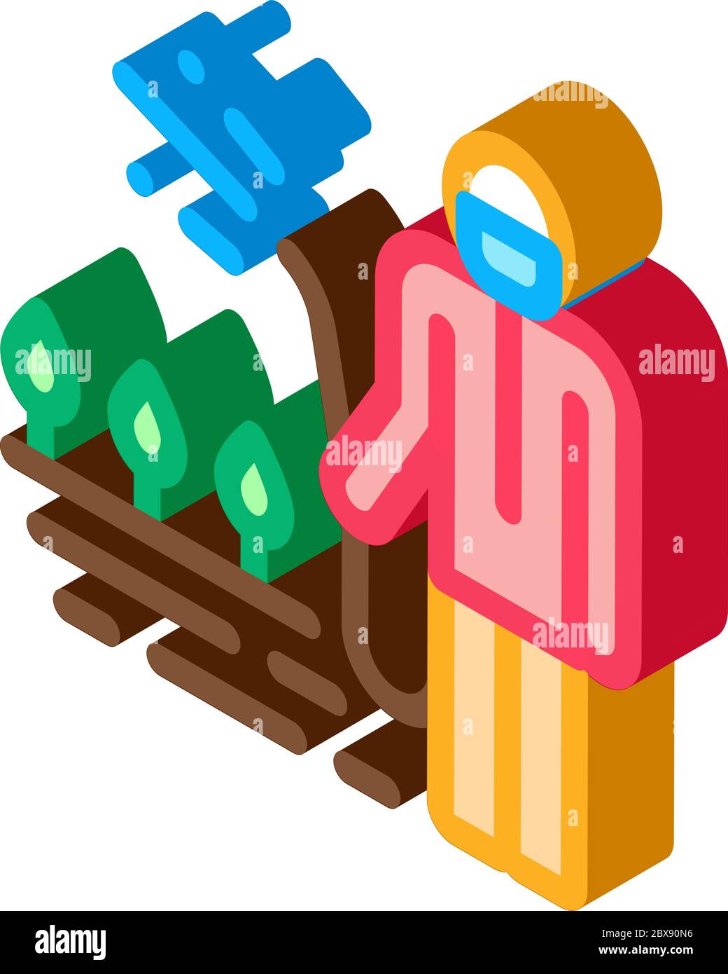 Watering Plant isometric icon vector illustration Stock Vector