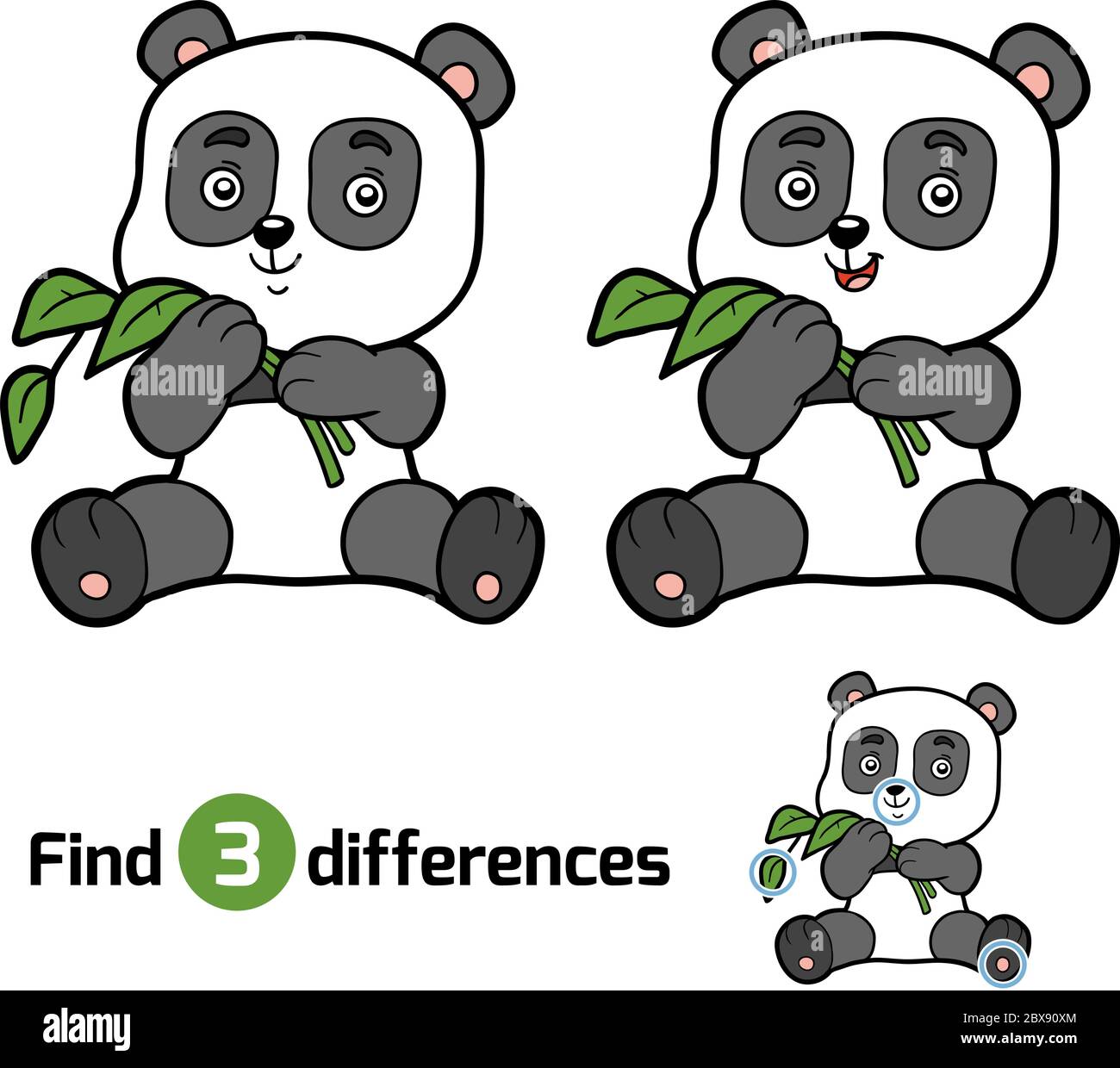 Find differences, education game for children, panda Stock Vector Image ...