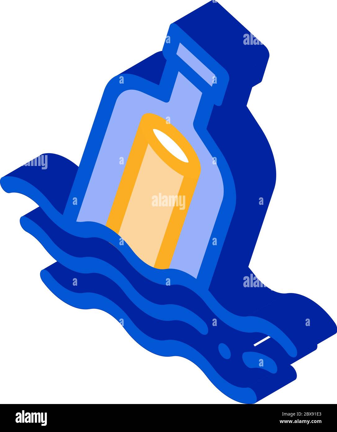 Message In Bottle isometric icon vector illustration Stock Vector
