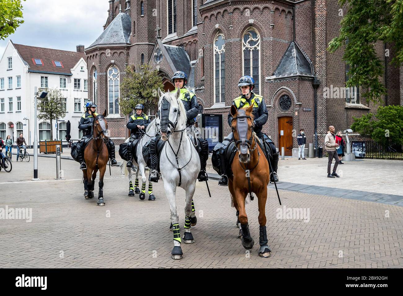 TILBURG - 04-06-2020, Centrum. Black Lives Matter protests Tilburg. Police on horseback. Politie te paard. Credit: Pro Shots/Alamy Live News Stock Photo