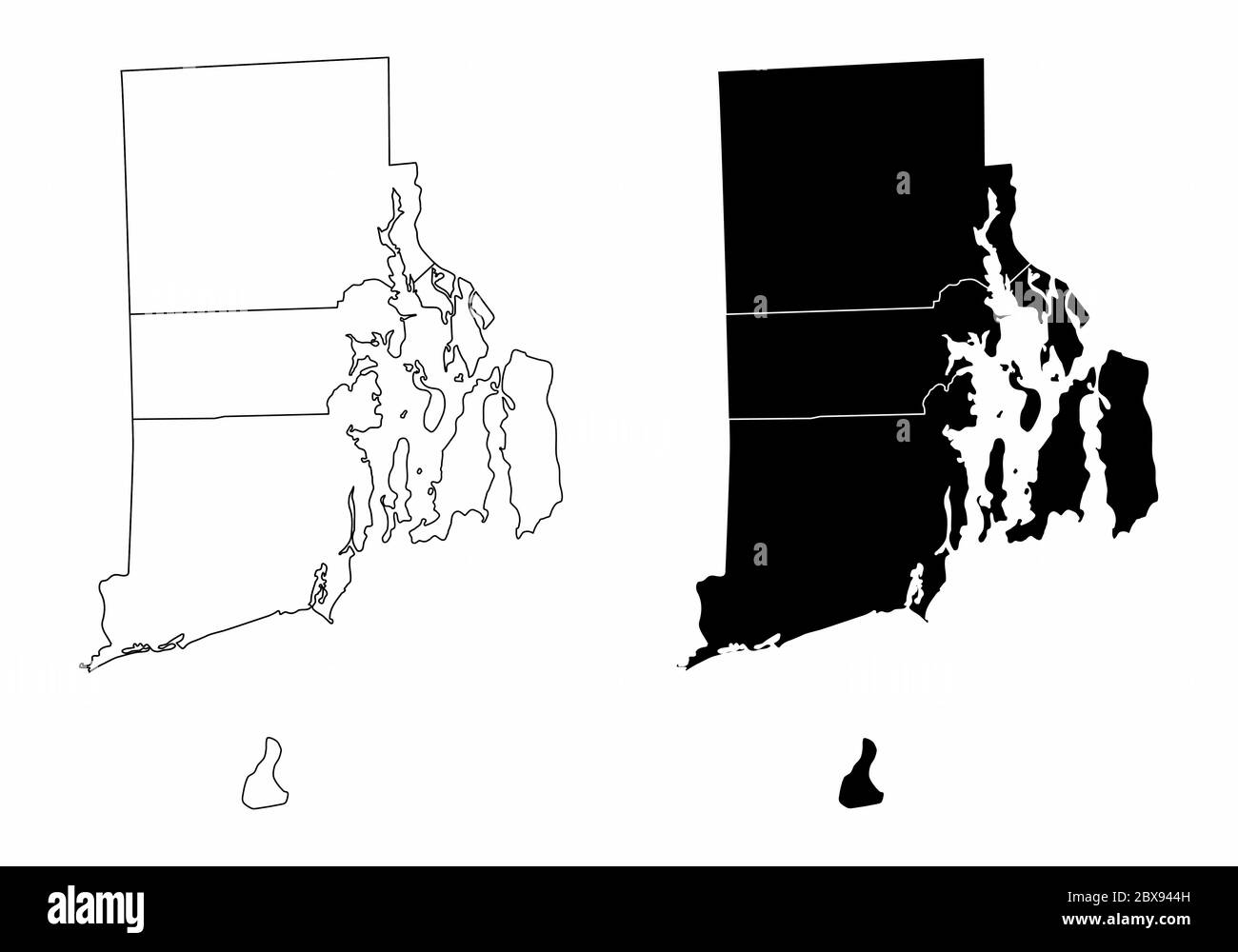 Rhode Island county maps Stock Vector