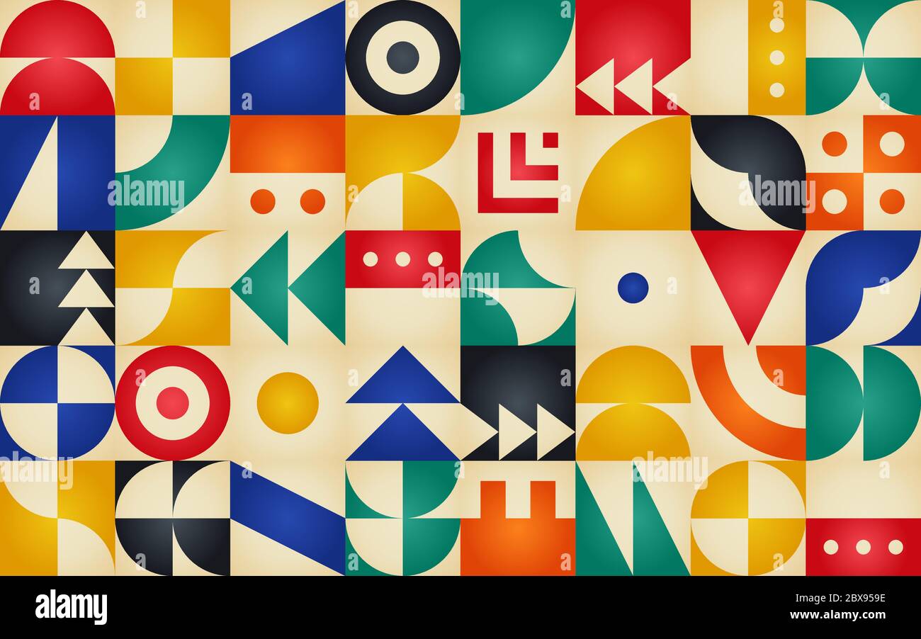 Geometric retro pattern with 30s styled shapes Stock Vector