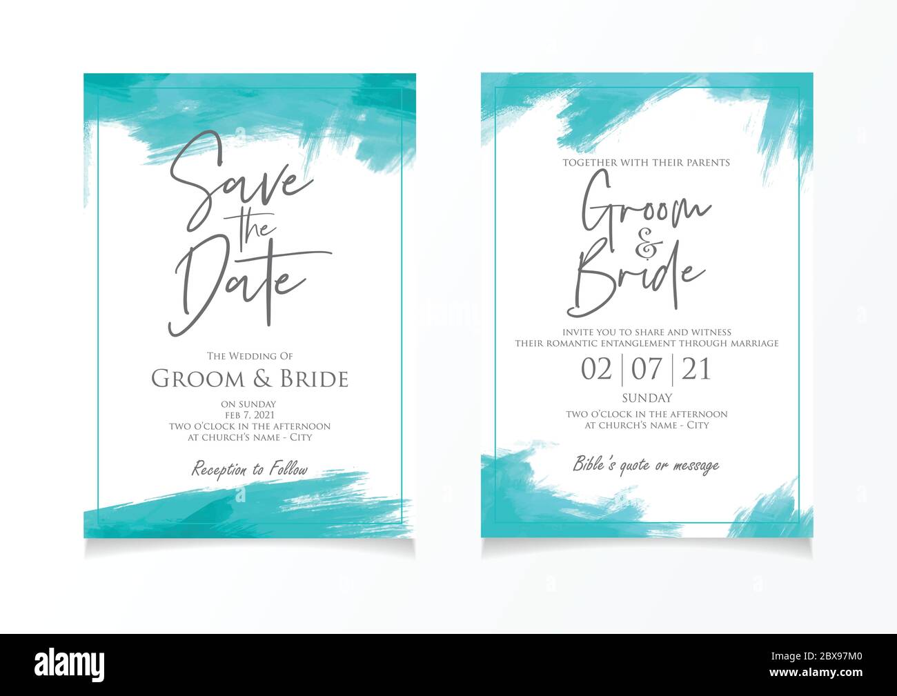 Wedding invitation card template with paint brush style background Pertaining To Church Invite Cards Template
