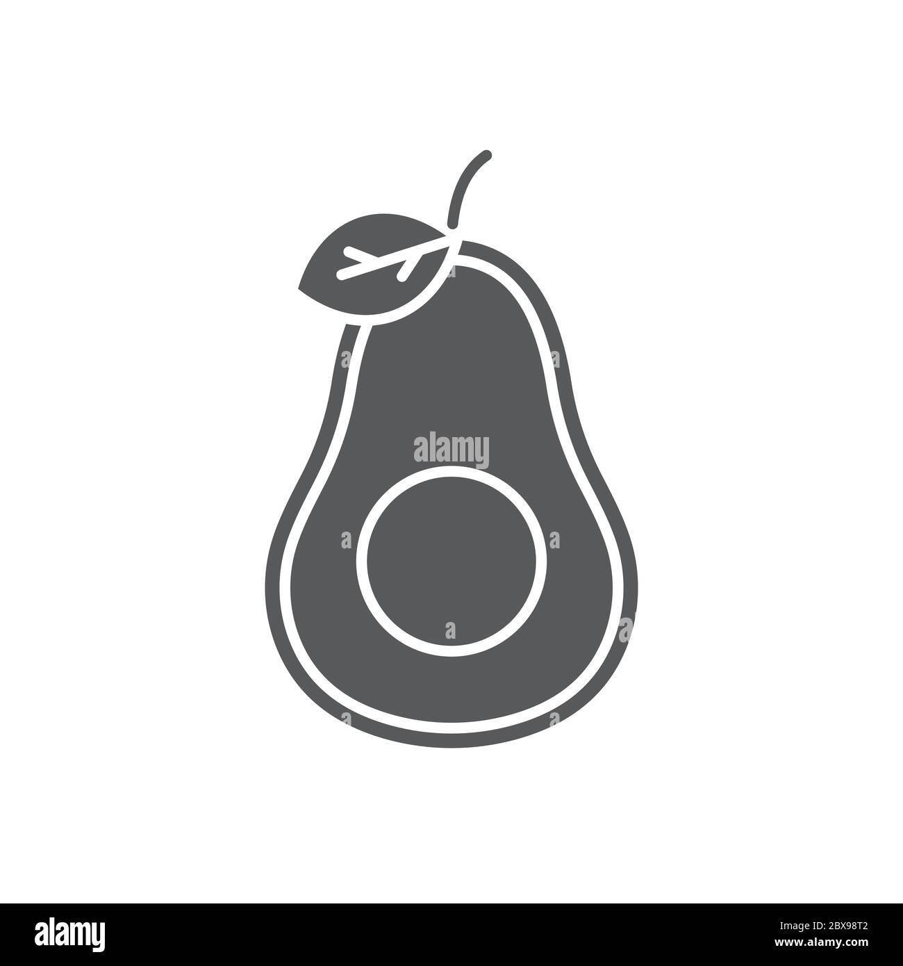 Avocado fruit with leaf vector icon symbol isolated on white background Stock Vector