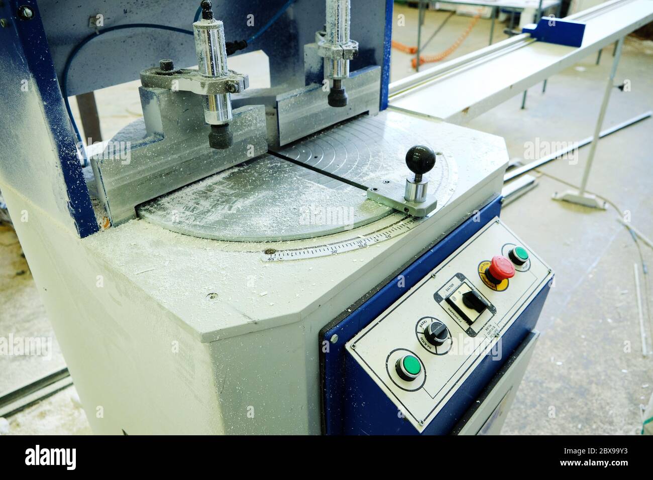 Industrial machine with control panel buttons and switches Stock Photo