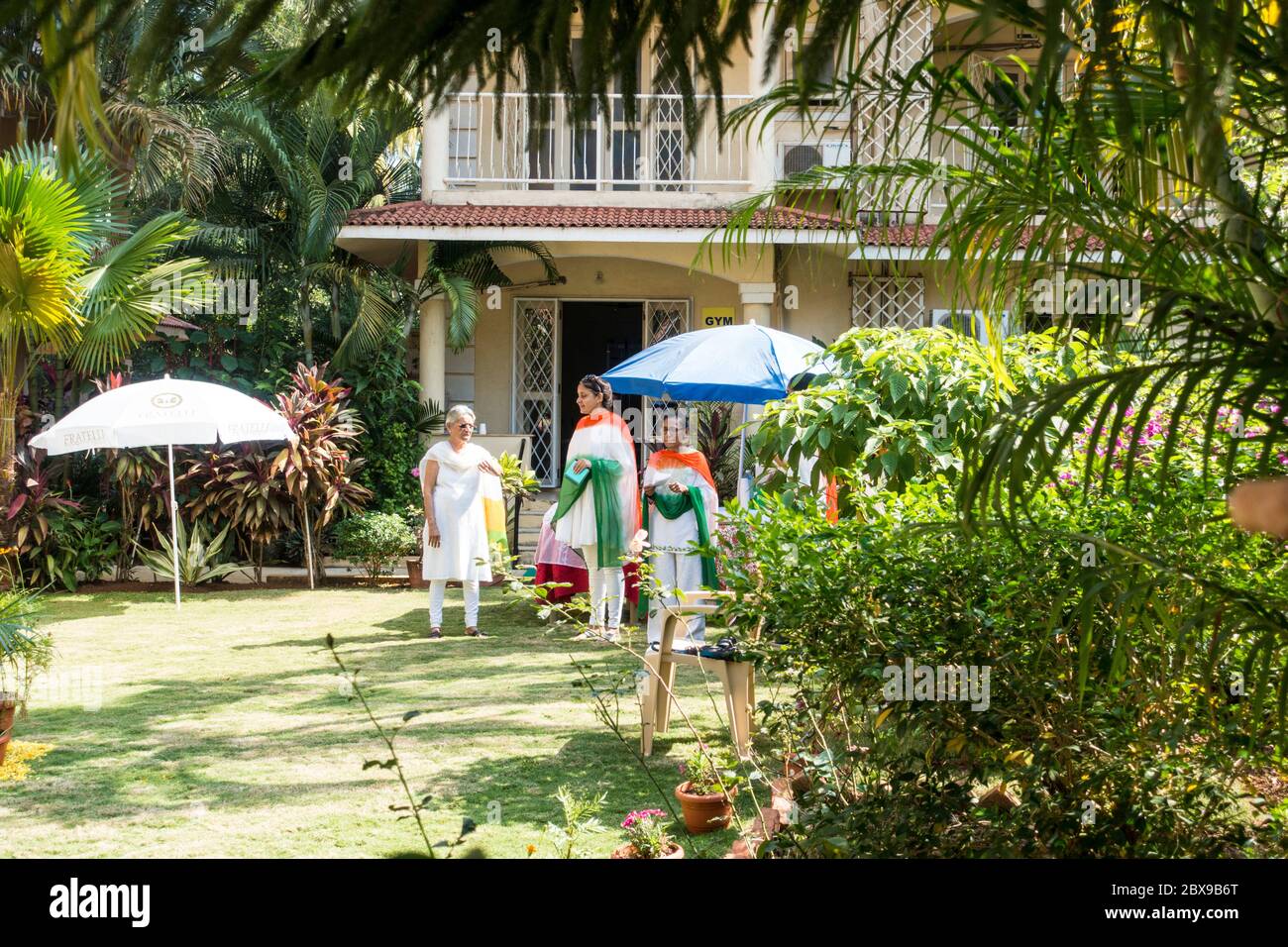 Flag raising on Republican day. Stock Photo