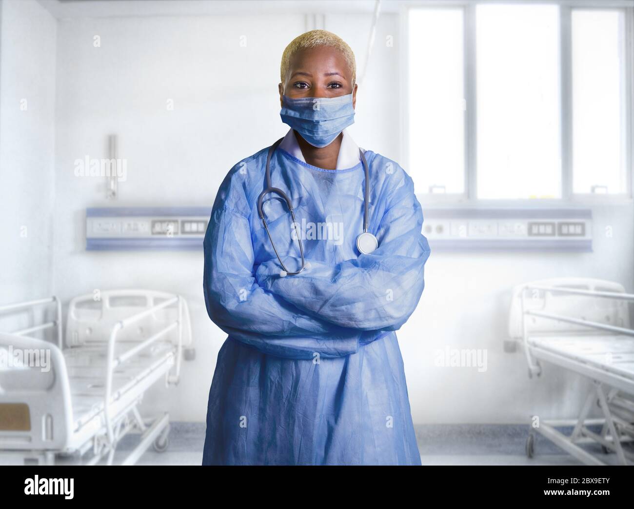young attractive and confident black African American medicine doctor ...