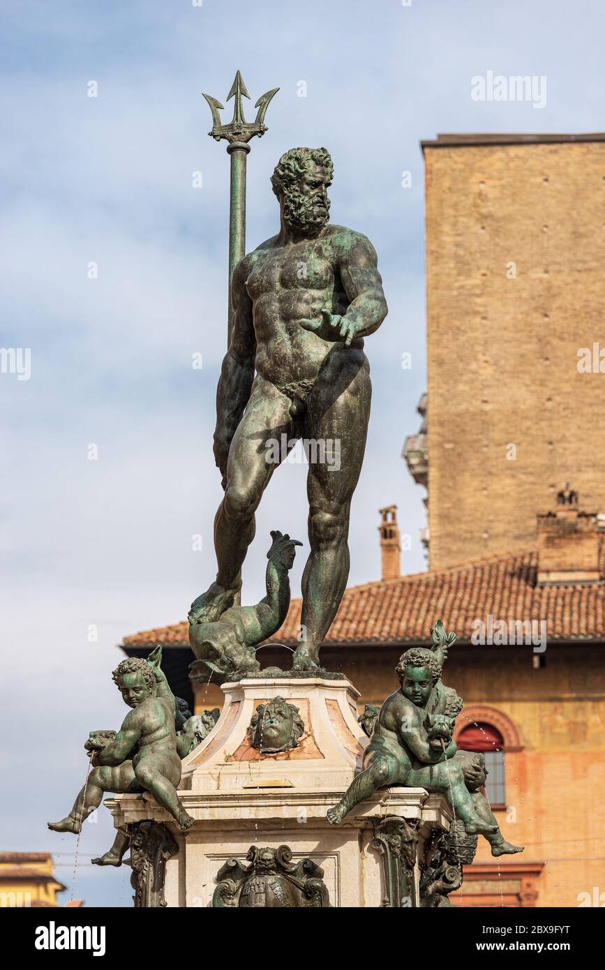 Bronze statue of Neptune (1566), Roman God, fountain in Piazza del