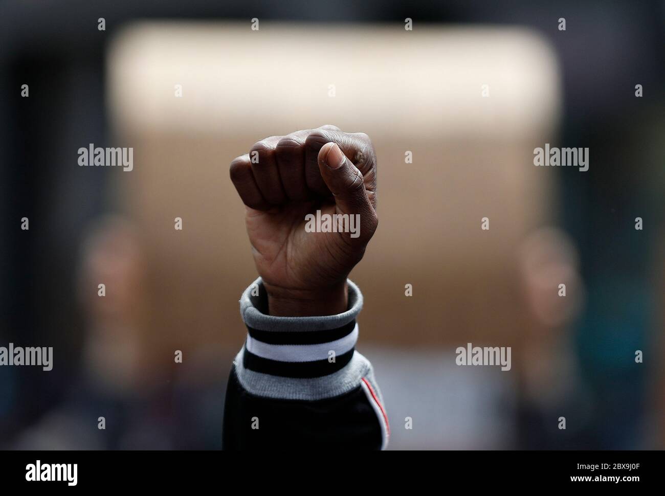 Leicester, Leicestershire, UK. 6th June 2020. A Protester attends a 'Black lives matter' demonstration following the death of American George Floyd while in the custody of Minneapolis police. Credit Darren Staples/Alamy Live News. Stock Photo