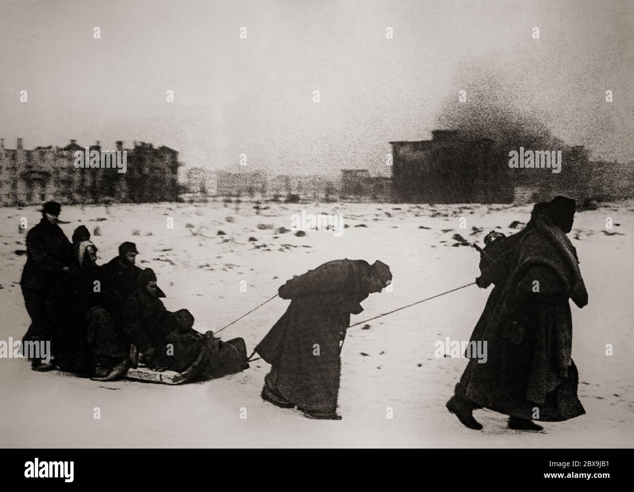 Defeated German soldiers following the defeat of the 6th Army in the Battle of Stalingrad (1942-1943), a battle marked by fierce close-quarters combat and direct assaults on civilians in air raids during one of the bloodiest battles in the history of warfare, with an estimated 2 million total casualties. Stock Photo
