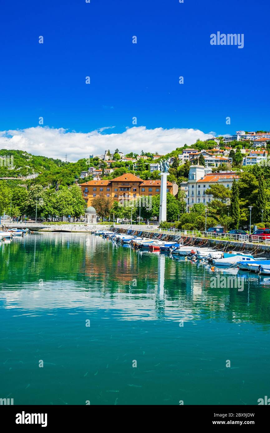 Delta Rijeka Croatia, city of Rijeka, skyline view from Delta and Rjecina river over ...