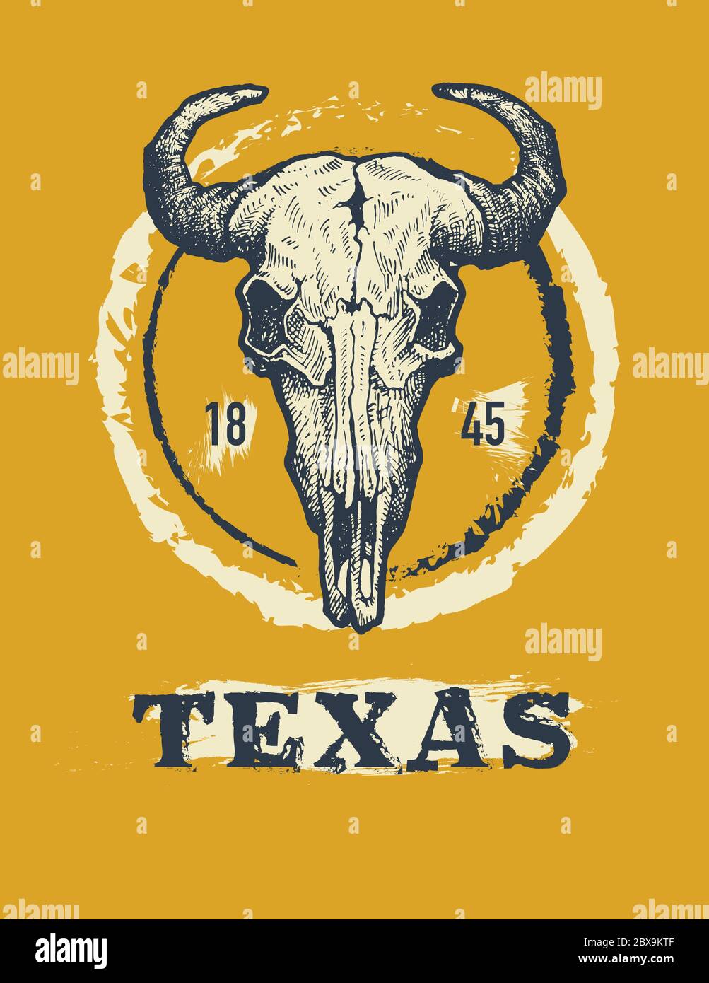 Texas buffalo tee print graphic Stock Vector