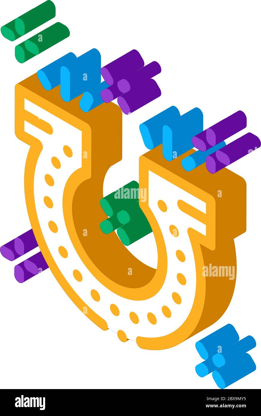 Horseshoe for Good Luck isometric icon vector illustration Stock Vector