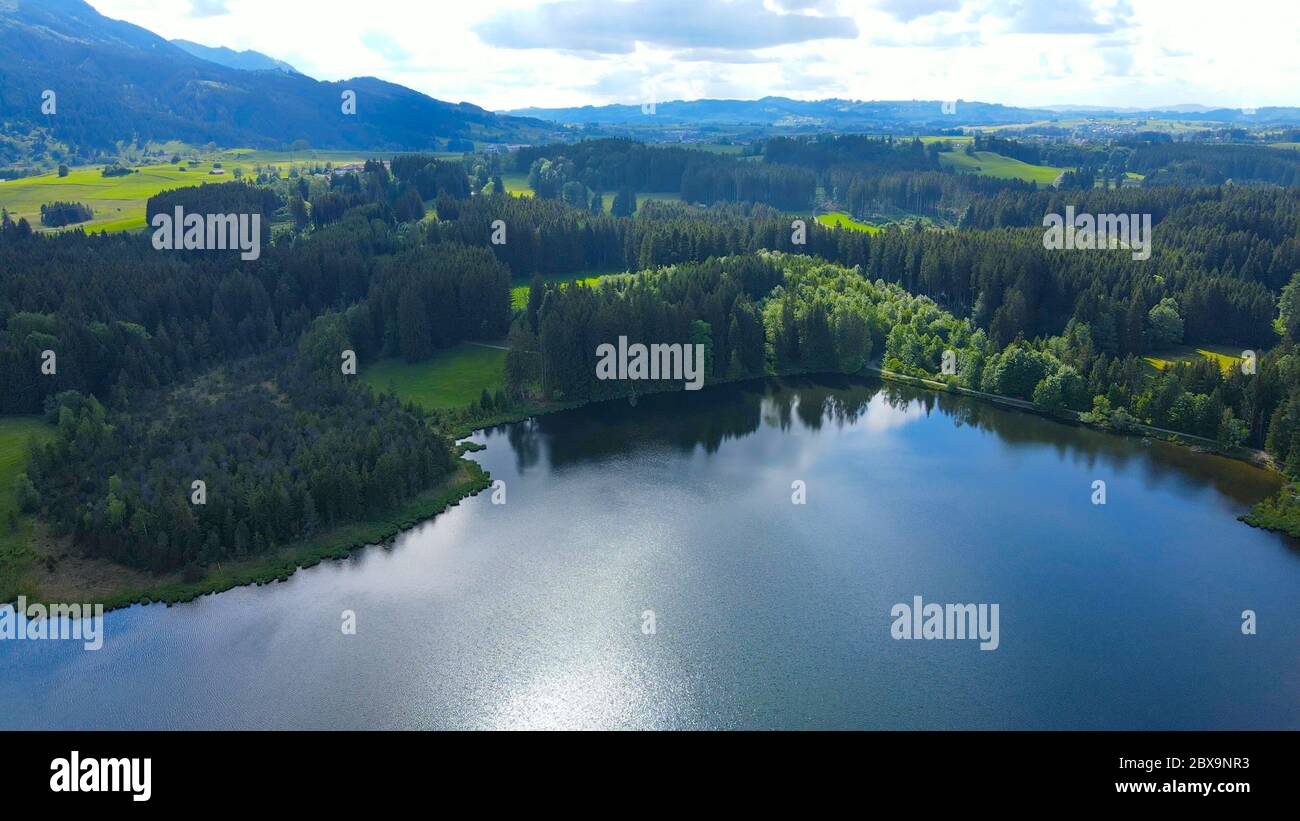 Typical landscape in Bavaria in the Allgau district of the German Alps ...