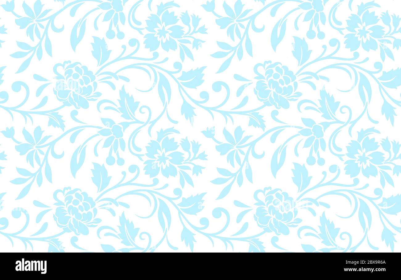 Floral seamless pattern with different flowers and leaves. Black and ...
