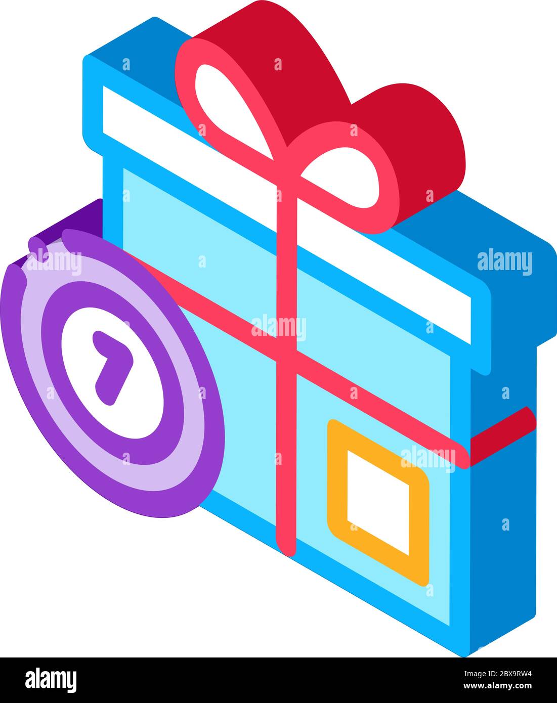 Gift Box with Chips isometric icon vector illustration Stock Vector
