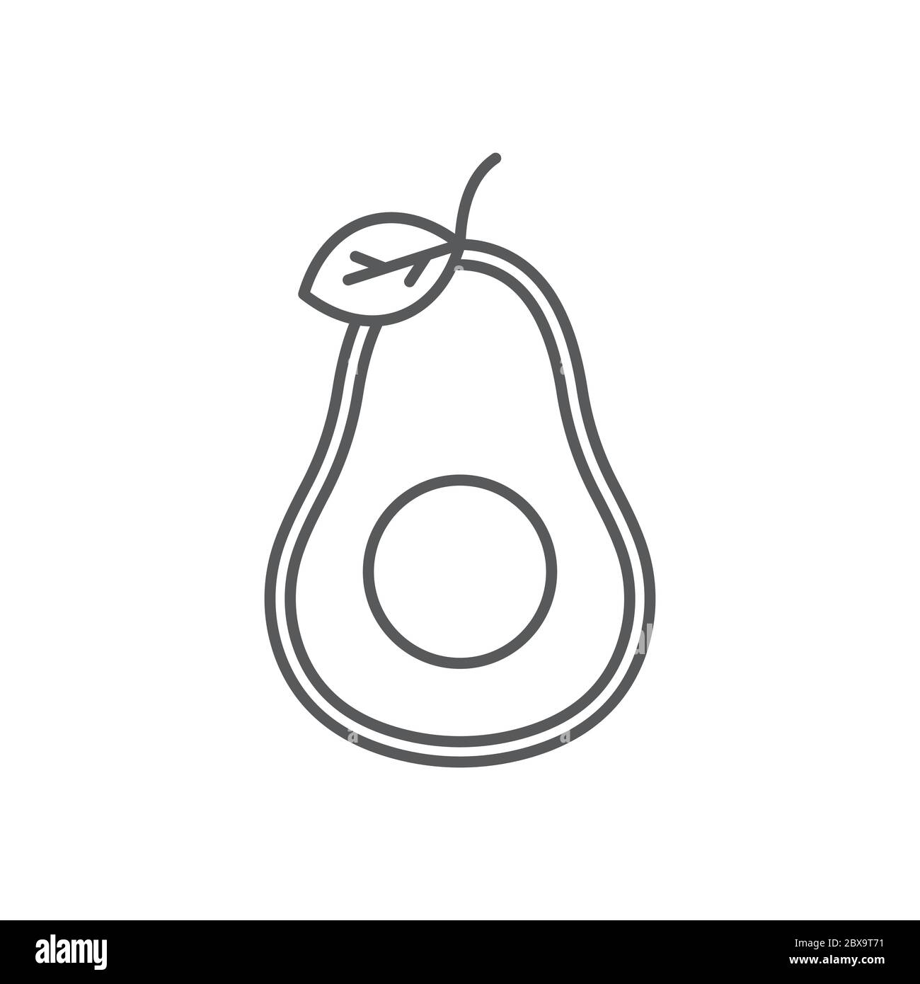 Avocado fruit with leaf vector icon symbol isolated on white background Stock Vector