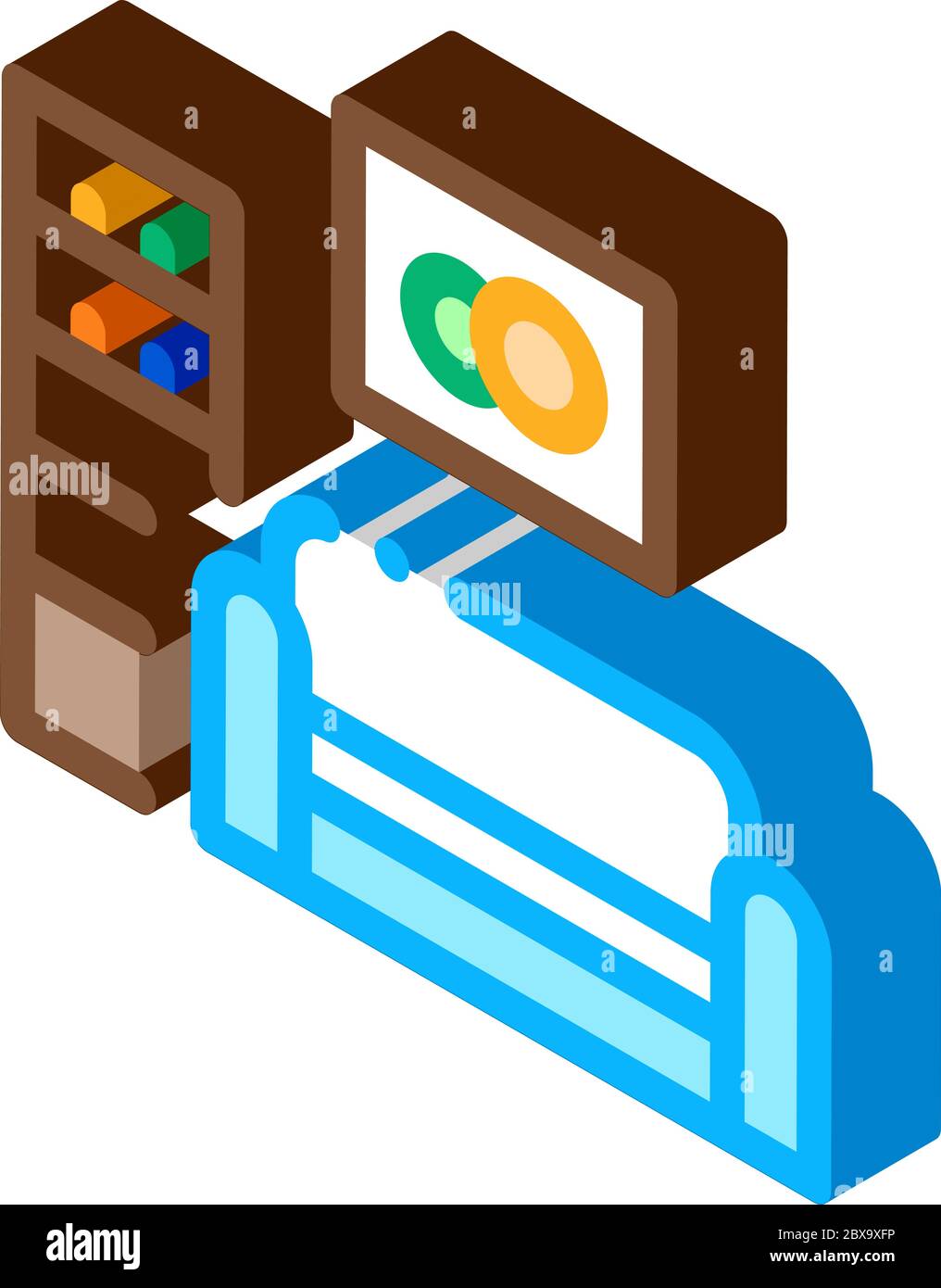 Living Room with Picture isometric icon vector illustration Stock ...
