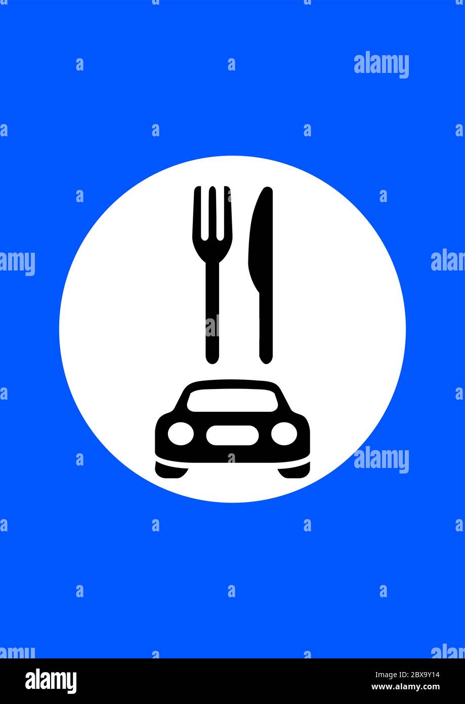 Fork and knife roadside sign pointer cafe. Stock Vector