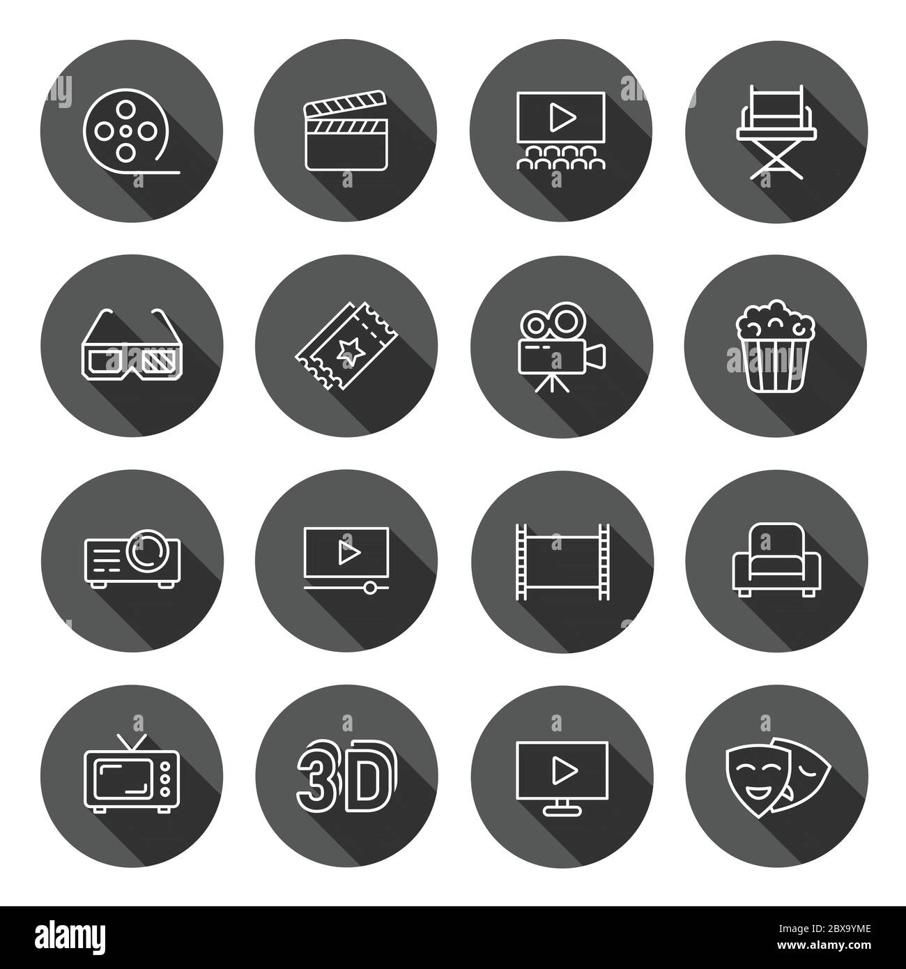 Cinema line icon in flat style. Entertainment set vector illustration ...