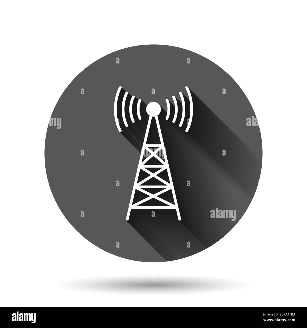 Antenna tower icon in flat style. Broadcasting vector illustration on