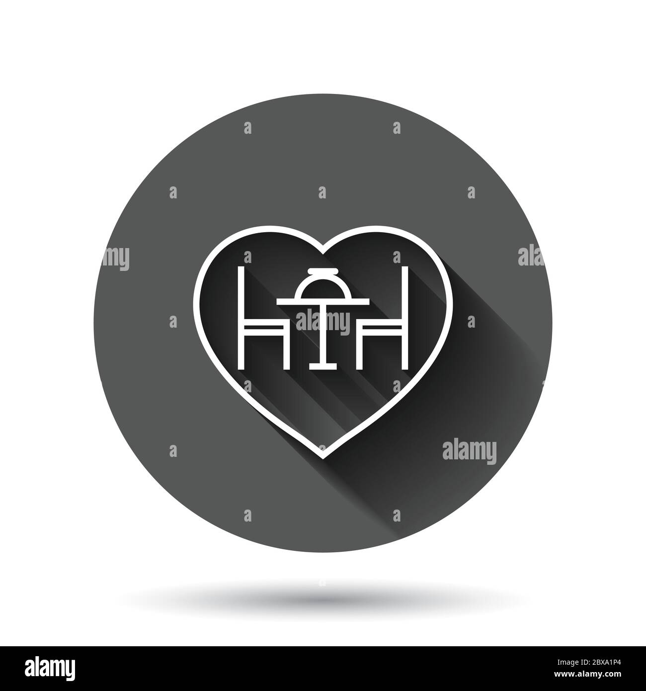 Romantic dinner icon in flat style. Cafe vector illustration on black ...