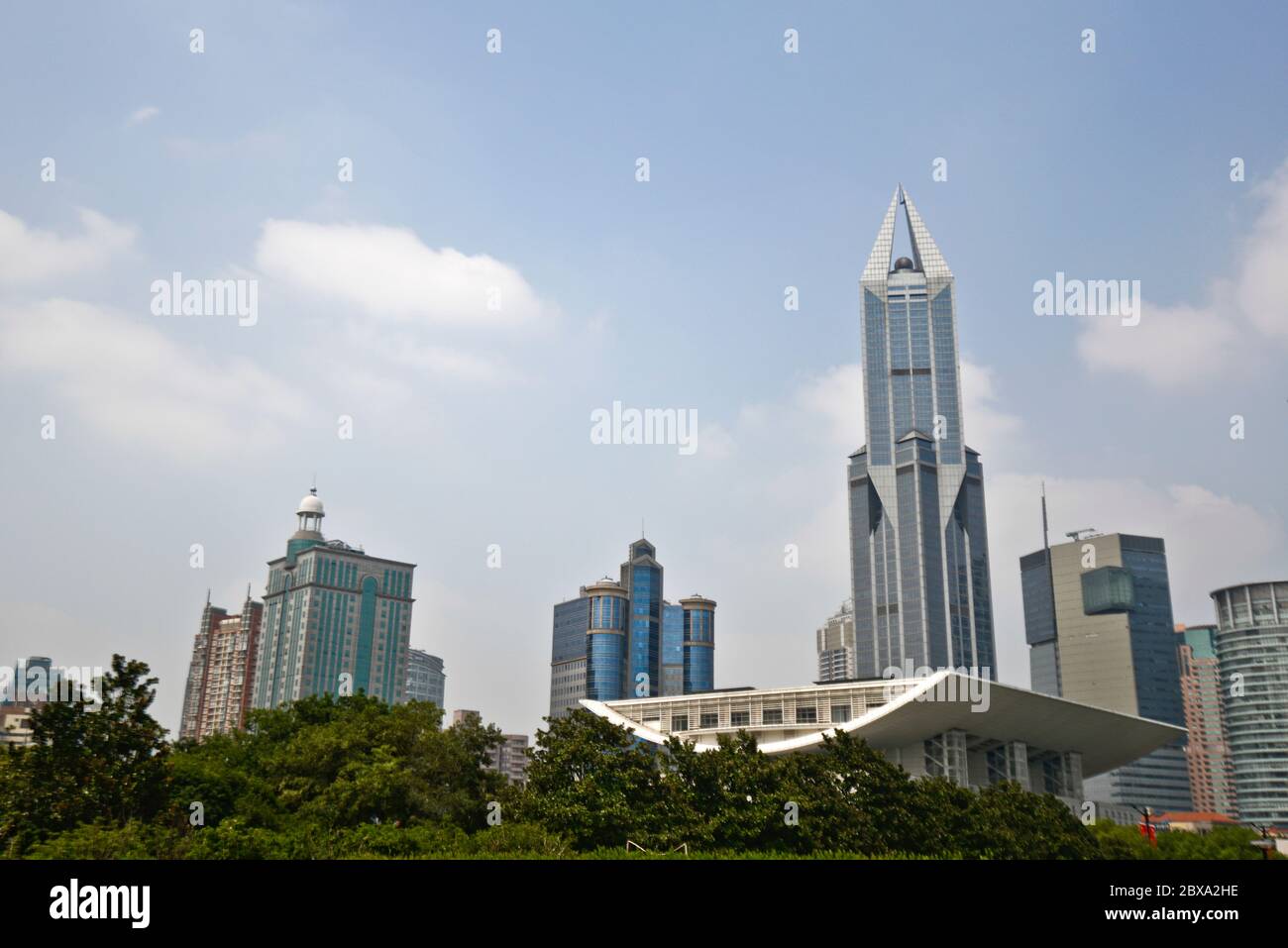 Shanghai: Grand Theatre and Tomorrow Square skyscraper. China Stock Photo