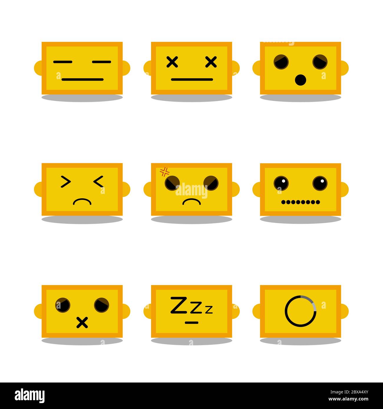 cute robot emoticons set vector-02 Stock Vector