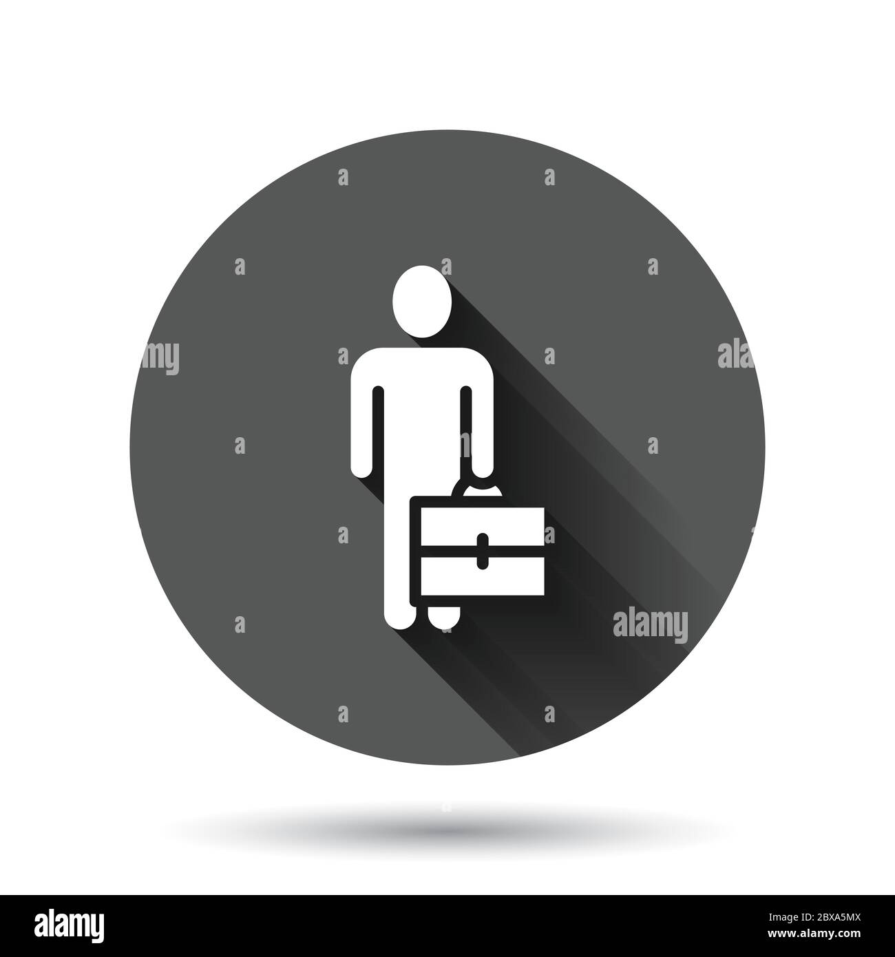 Businessman with briefcase icon in flat style. People manager vector ...