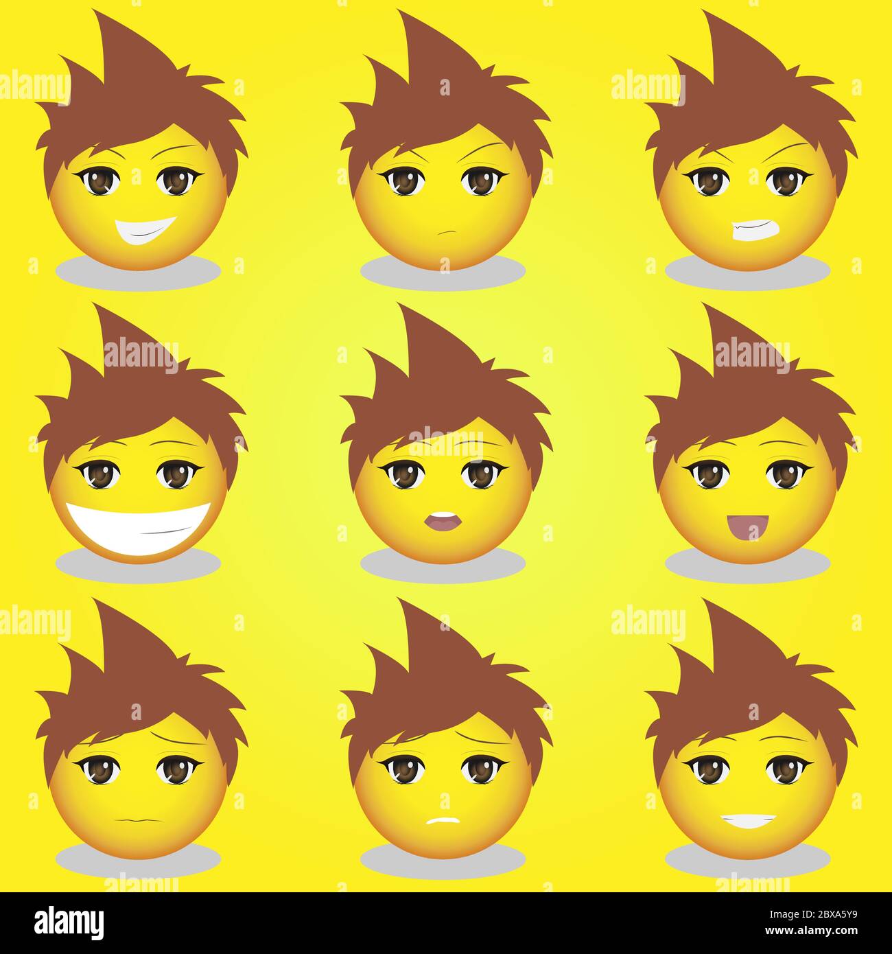 cute man anime emoticons set-01 Stock Vector