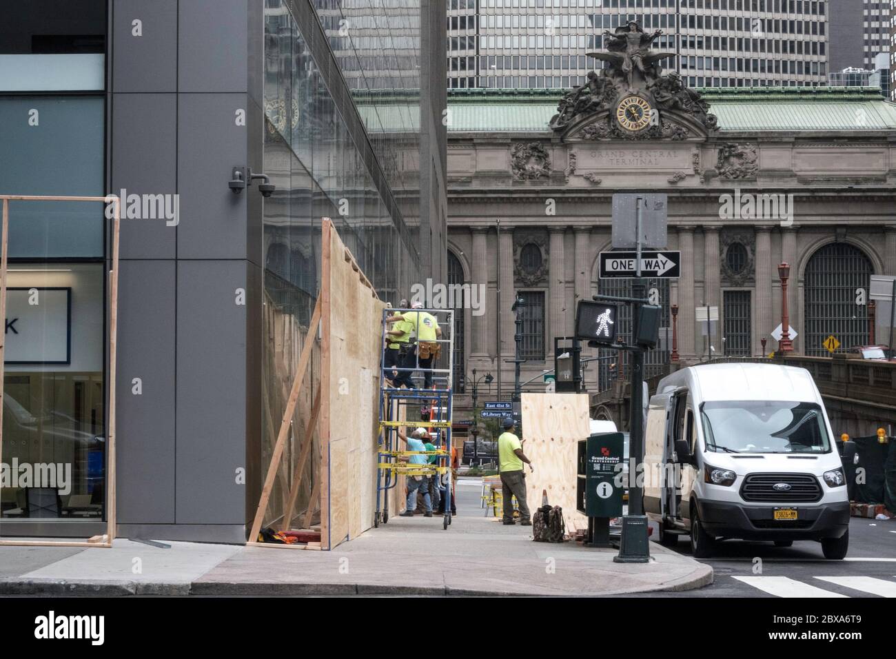 Manhattan businesses are all boarded up in response to looting, rioting