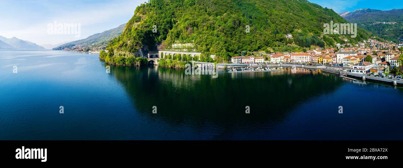 Dongo - Lake Como (IT) - Panoramic aerial view of the ancient village ...