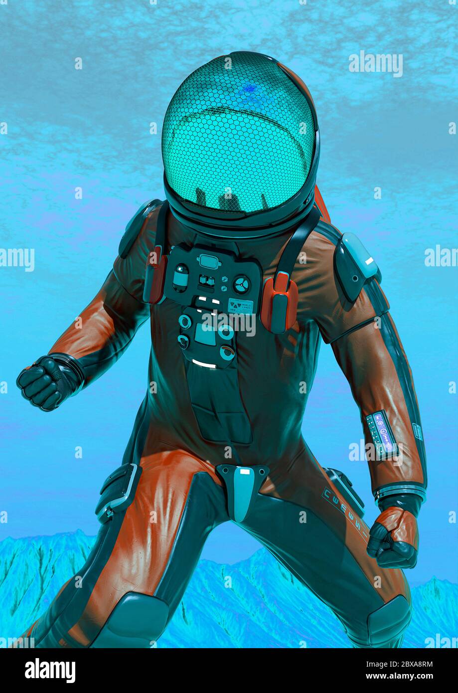 astronaut exploring mars looking for action, 3d illustration Stock ...