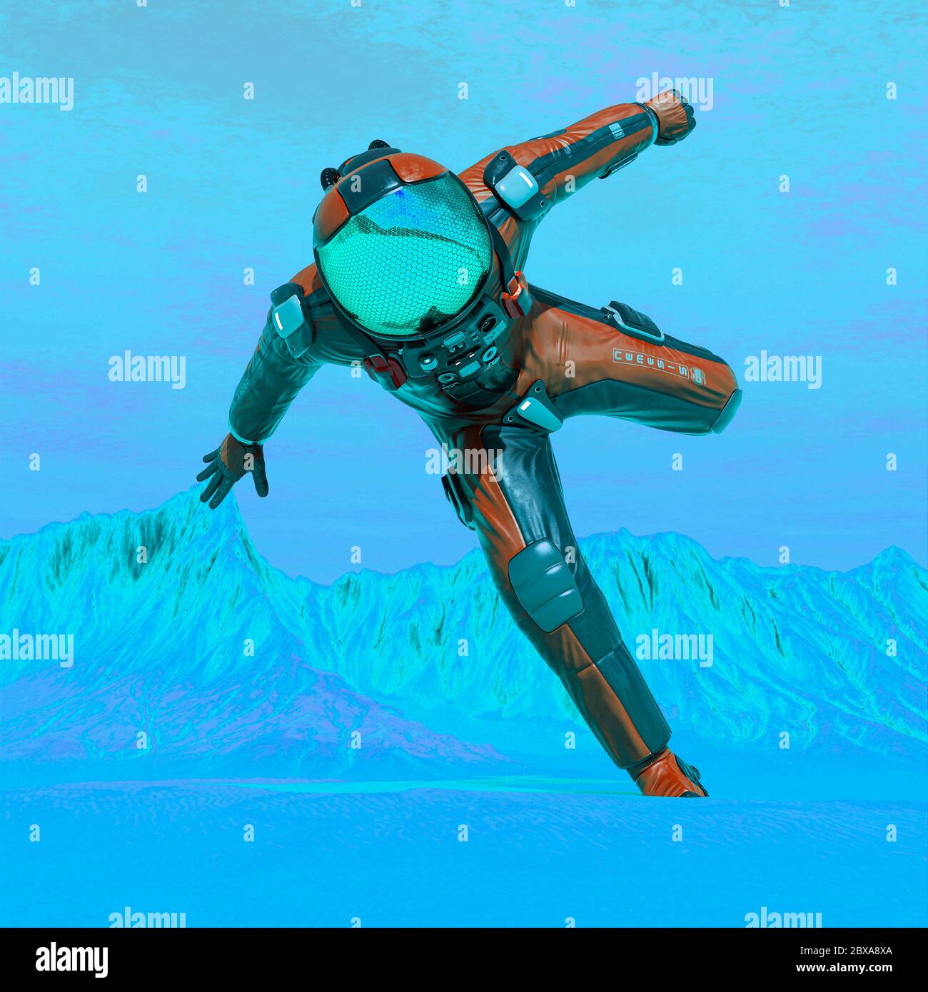 astronaut exploring mars falling down, 3d illustration Stock Photo - Alamy