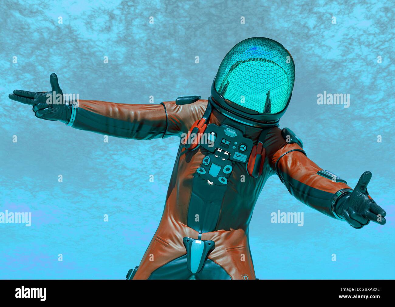 astronaut exploring mars is happy, 3d illustration Stock Photo - Alamy