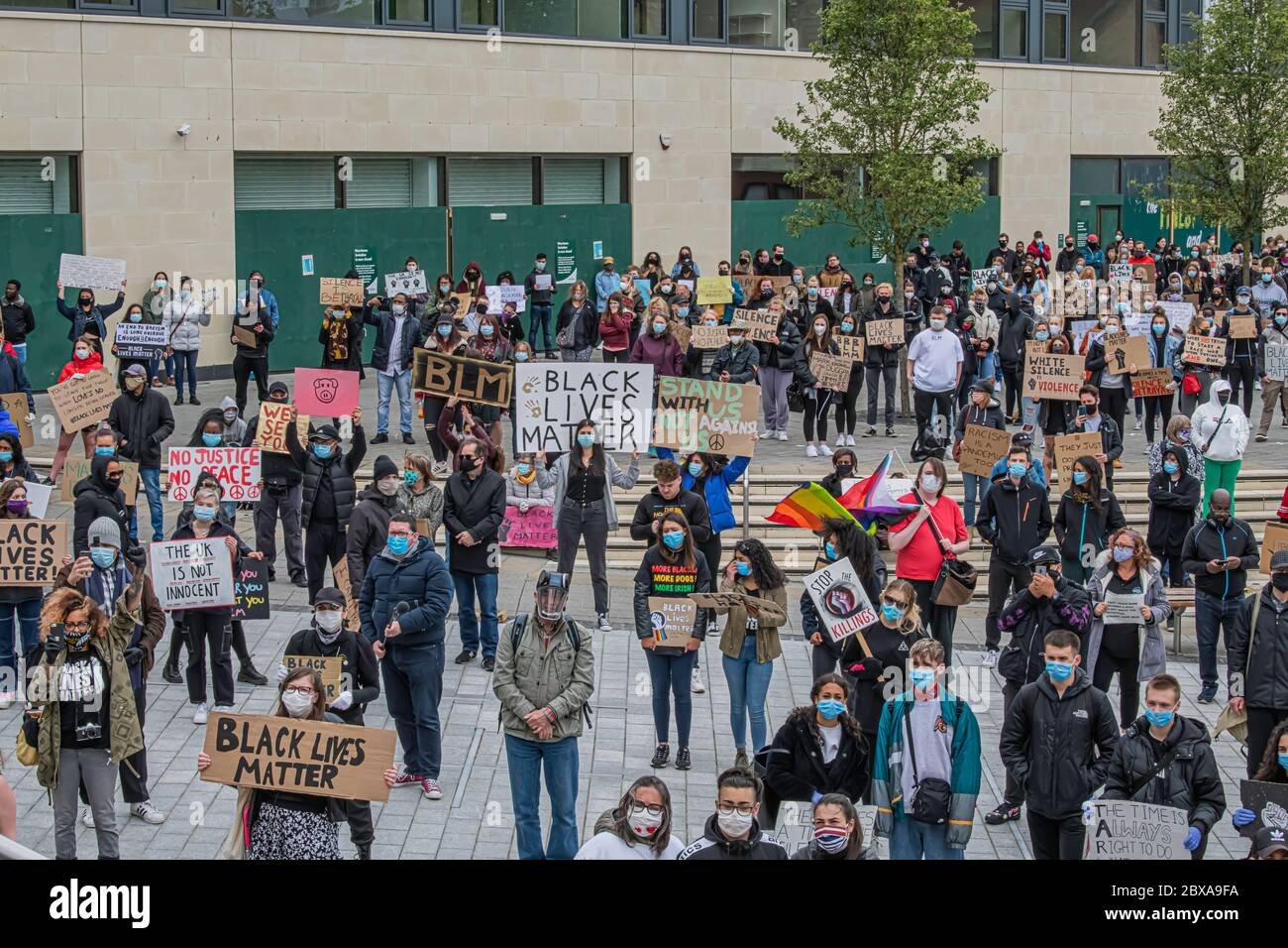 Swindon black lives matter protest, peaceful protest at Regent circus June 2020 Stock Photo